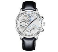 Montre homme mode affaires avec index et aiguilles lumineuses, affichage de la date, montre pseudo-quartz classique avec bracelet en cuir, H, bracelet