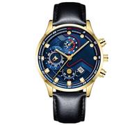 Montre homme mode affaires avec index et aiguilles lumineuses, affichage de la date, montre pseudo-quartz classique avec bracelet en cuir, J