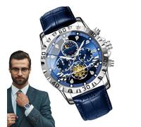 Montre Homme, Montre Étanche pour Activités Extérieur, Montre Analogique Aiguilles Luminescentes avec Phase pour Travail, Pêche, Sport et Randonnée