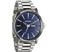 NIXON Montre Homme Quartz- Affichage Analogique Bracelet Acier Inoxydable Argent et Cadran Bleu A356-1258-00