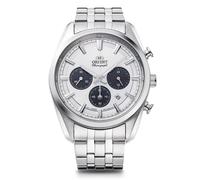 Montre Homme Orient Stretto Solar Chronograph Cadran Blanc Bracelet Acier RA-...