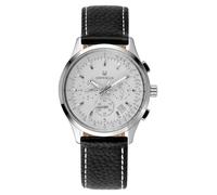 Montre homme ORPHELIA Quartz- Affichage Multi-cadrans bracelet Cuir Noir et Cadran Argent OR81700
