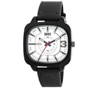 Montre homme - QBOS - QBOS - Rectangulaire 42 mm - Cadran blanc - Bracelet simili cuir noir
