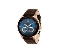 Maserati Montre Homme Traguardo R8871612024 Chrono cuir brun bleu étanche 100 m