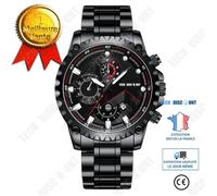 Montre homme - TECH DISCOUNT - TD® - Noir et Rouge - Acier inoxydable - Étanche - Sportive