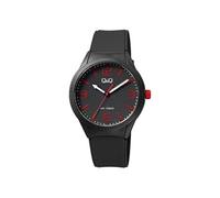 Montre Q&Q pour homme avec bracelet en silicone, noir/rouge