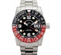 Montre Homme ZenoWatch Airplane Diver Quartz GMT Points (Dual Time). black/red 6349QGMTa17M Gris G