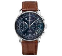 Montre homme - Zeppelin - 7614-3 - Cuir marron - Cadran bleu - Indices lumineux