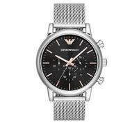 Emporio Armani Montre pour homme, mouvement chronographe, boîtier en acier inoxydable de 46 mm avec bracelet en acier inoxydable, AR11429