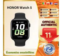 Montre Honor 5, analyse de la santé, suivi GPS précis, autonomie de 15 jours, écran AMOLED plus grand de 1,85 pouces, 60 Hz, 5 ATM, IP68, BT5.2 Black
