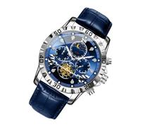 Montre, horloge à phases de lune, montre-bracelet d'affaires étanche, bleu