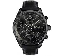 Montre Hugo Boss Grand Prix 1513474 Pour Homme Cadran Noir Bracelet Cuir Noir Noir