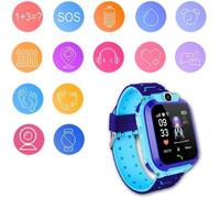 Montre intelligent GPS pour enfant, bleu imperméable, Enfant Montre Intelligente Tactile Caméra SOS Appel Anti-Perdu Tracker Poignet