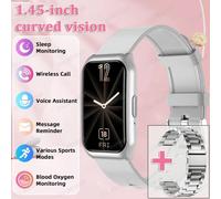 Montre Intelligente 1.45 Pouces Hd Amoled Écran Bluetooth Appel Smartwatch Fréquence Cardiaque Surveillance De La Santé Du Sommeil Montres De Sport Pour Hommes Femmes.White18Szstrap.
