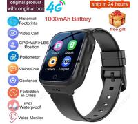 Montre intelligente 4G pour enfants,GPS,WiFi,1000mAh,traqueur d'appel vidéo,appel SOS,pour enfants black with box