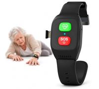 Montre Intelligente de Détection des Chutes et Bracelet Alarme SOS Senior | Système d'Alerte Sans Fil avec un Bouton Panique Rapide et un Design Noir Compact for Sécurité Seniors