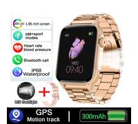 Montre Intelligente Étanche Ip67 Life Pour Femme, Écran Ultra Fin De 1.96 Pouces, Lampe De Poche Led, Appel Sans Fil, Vérification De La Santé, Nouveau, 2025.Gold Steel.