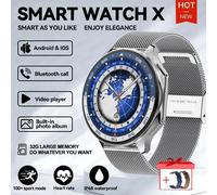 Montre Intelligente Étanche Pour Oppo Watch X, Mémoire 4g, Musique, Vidéo, Appel Bluetooth, Ip68, Amoled, Écouteurs Tws, Nouveau, 2024-Ceinture En Mailles Argentées 2a
