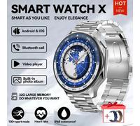 Montre Intelligente Étanche Pour Oppo Watch X, Mémoire 4g, Musique, Vidéo, Appel Bluetooth, Ip68, Amoled, Écouteurs Tws, Nouveau, 2024-Silver Steel 2a