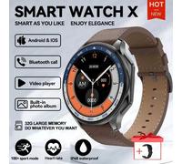 Montre Intelligente Étanche Pour Oppo Watch X, Mémoire 4g, Musique, Vidéo, Appel Bluetooth, Ip68, Amoled, Écouteurs Tws, Nouveau, 2024-Cuir Noir