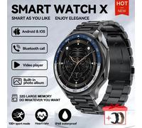 Montre Intelligente Étanche Pour Oppo Watch X, Mémoire 4g, Musique, Vidéo, Appel Bluetooth, Ip68, Amoled, Écouteurs Tws, Nouveau, 2024-Acier Noir 2a