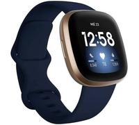 Fitbit Montre intelligente Versa 3 – Aluminium or doux 40 mm GPS Wi‑Fi NFC – Bracelet silicone minuit