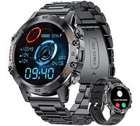 Montre Intelligente Militaire Homme, Montres intelligentes avec Appel Vocal Bluetooth, Compatible avec téléphone Android iOS, Montre Intelligente avec Moniteur de fréquence Cardiaque, Pression SpO2