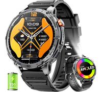 Montre Intelligente Militaire Pour Hommes, Écran Amoled Hd De 1,75"", Batterie De 730 Mah, Montres Intelligentes Avec Lampe De Poche Led Pour Android Ios (Réponse /Numérotation Des Appels)Noir