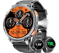 Montre Intelligente Militaire Pour Hommes, Écran Amoled Hd De 1,85"", Batterie De 730 Mah, Montres Intelligentes Avec Lampe De Poche Led Pour Android Ios (Réponse /Numérotation Des Appels)Noir