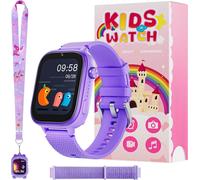 montre intelligente pour enfants 4G avec GPS, téléphone et appel vidéo, SOS, appareil photo, messages, podomètre et mode école - Montre pour garçons et filles (Violet)