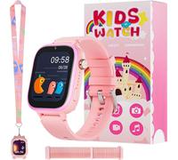montre intelligente pour enfants 4G avec GPS, téléphone et appel vidéo, SOS, appareil photo, messages, podomètre et mode école - Montre pour garçons et filles (rose)