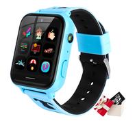Montre intelligente pour enfants garçons filles avec écran tactile Montre intelligente avec appel téléphonique SOS lecteur de musique alarme jeux de caméra pour Noël anniversaire, bleu