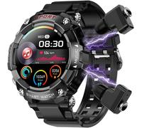 Montre intelligente pour homme avec écouteurs sans fil, écran tactile AMOLED de 1,54"", casque Bluetooth, appel Bluetooth/musique locale/MP3/AI voix/moniteur de fréquence cardiaque (argent)