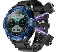 Montre intelligente pour homme avec écouteurs sans fil, écran tactile AMOLED de 1,54"", casque Bluetooth, appel Bluetooth/musique locale/MP3/AI voix/moniteur de fréquence cardiaque (argent)