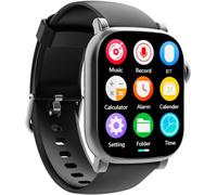 Montre intelligente pour homme et femme - Écran tactile HD de 5,1 cm - Lecteur de musique - Lecteur vidéo MP3 - Haut-parleur externe portable - Support carte TF - Format AVI - Noir gris - 8