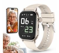 Montre Intelligente pour Seniors avec Détection de Chute et GPS Intégré | Dispositif d'Alerte d'Urgence SOS avec Appel Vocal Bidirectionnel, Suivi Santé et Géo-clôture pour Seniors(White)