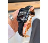 Montre Iwatch89 Avec Boucle Papillon En Cuir Véritable Souple, Compatible Avec Apple Watch 7, Taille Avancée 41/45-Petite Taille - Noir - 38 Mm/40 Mm/41 Mm