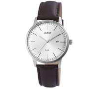 Montre - JUST - Emerick - Cadran argenté - Bracelet cuir marron - Boîtier acier 40 mm