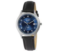 Montre - JUST - Leon - Boîtier titane 37 mm - Bracelet cuir noir 18 mm - Cadran bleu