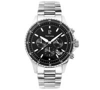 Montre - LANNIE - CRONOS 226G131 - Chronographe - Acier Argenté - Cadran Noir - Étanche 10 Atm