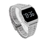 Montre LED,Chronomètre de Sport Numérique électronique Multifonctions,pour étudiant Montre de Sport Numérique Tetragonum avec Boucle Déployante Alarme Minuterie Fonction Veilleuse pour(Argent)