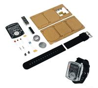 Montre LED DIY Kit de Soudure Horloge Électronique Assemblage 0,7 cm Affichage Rouge 12/24H Minuteur Chronomètre Bracelet en Silicone Bleu (Noir)