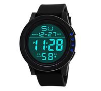 Montre LED numérique à quartz pour homme, bleu, taille unique