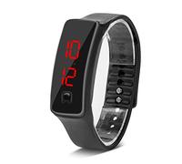 Montre LED Sport, Numérique Silicone éclairage étanche Montres Bracelet Temps Calendrier Affichage Compte Rebours Chronomètre L'expédition Militaire Sweatproof Unisexe Noir