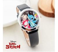 Montre Lilo et stitch en cuir noir