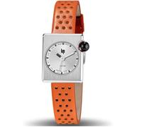 Montre lip Mach 2000 Mini Square bracelet en cuir orange 671192
