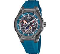 Montre Lotus pour Homme 18946/2 Vortex avec Phase Lunaire - Boîtier en Acier Inoxydable Noir, Bracelet en Caoutchouc Bleu
