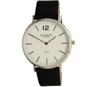 Montre - Madison New York - G4741-13 - Argent-Noir - Étanche 3 ATM - Boîtier 42 mm