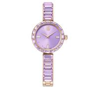 Montre Matrix bangle, Fabriqué en Suisse, Bracelet en cristal, Violette, Finition champagne doré OS