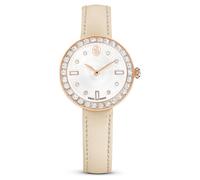 Montre Matrix tennis 7-link, Fabriqué en Suisse, Bracelet en cuir, Gris, Finition or rose OS